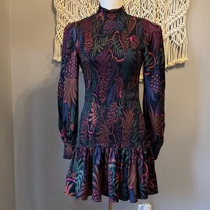 FARM Rio Multicolor Botanical Long Sleeve Dress